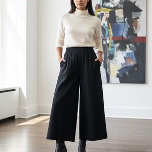 Vintage 70s Jean Muir Pure Wool Culotte Pants Wool Black Size 10 UK 12 UK Large